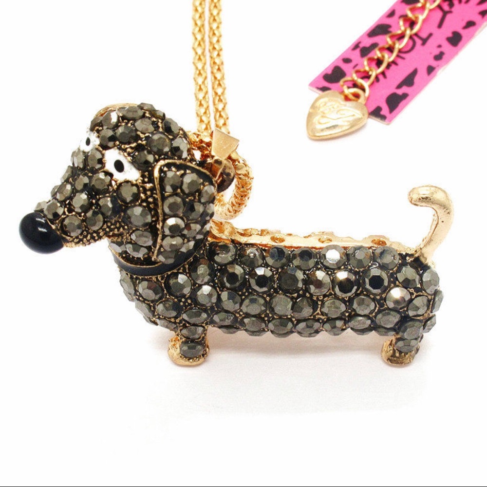 *DACHSHUND* 3D RHINESTONE and ENAMEL NECKLACE